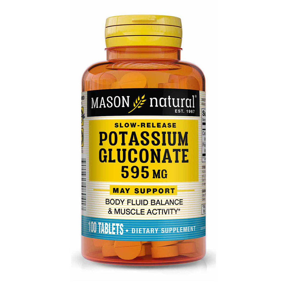 Mason Natural Potassium Gluconate 595 Mg Tablets, Extended Release - 100 Ea